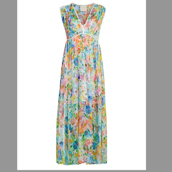 Johnny Was 100% Silk - Dylane Floral Silk Maxi Dress (XL)